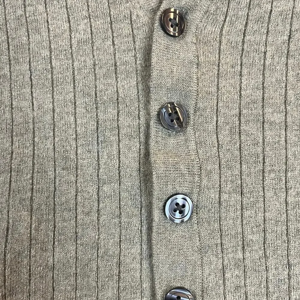 Paul Fredrick Merino Wool Silk Cashmere Ribbed Vest L Olive